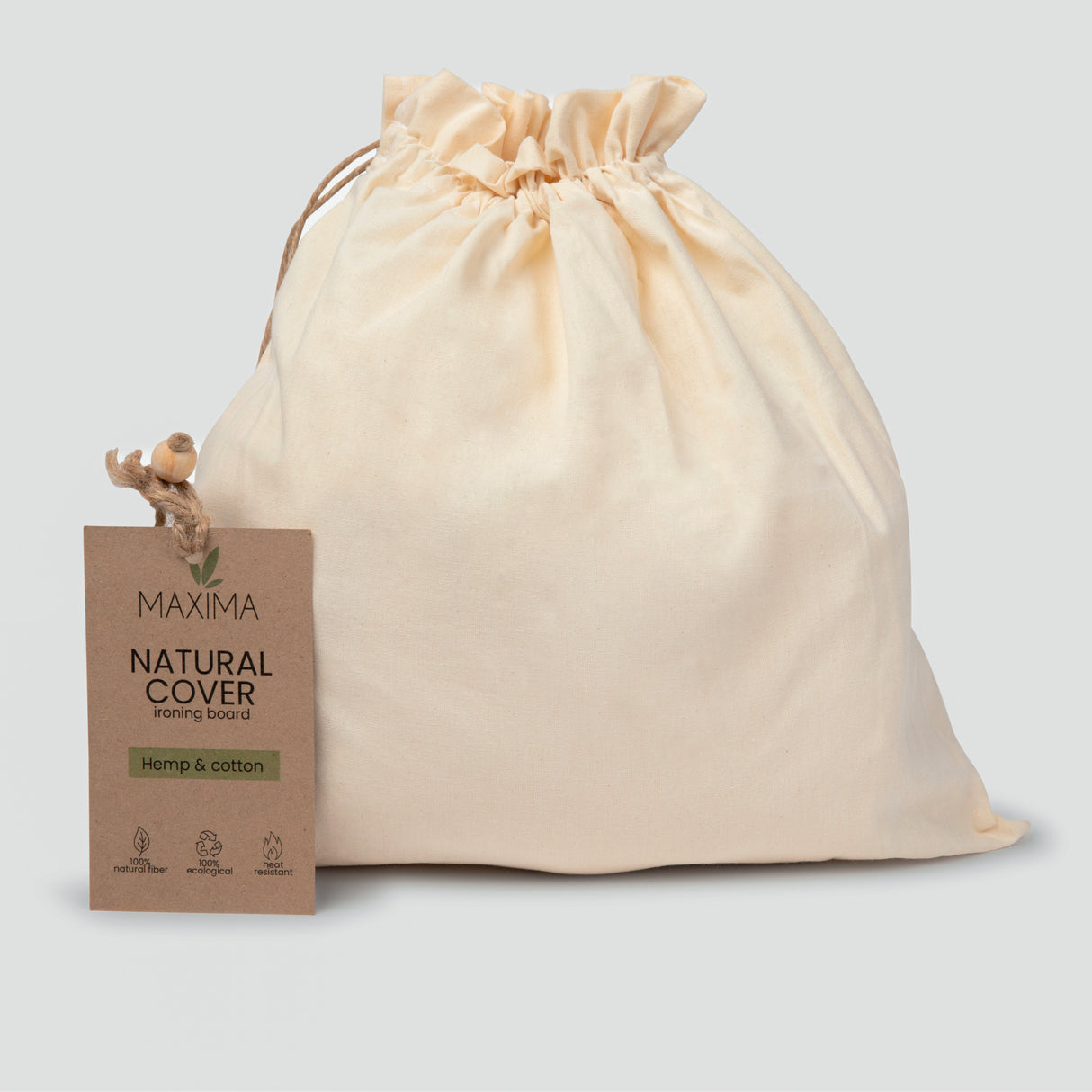 Natural Hemp & Cotton Ironing Board Cover with Reusable Storage Bag